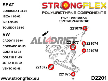 221077A Front arm rear bush SPORT Audi / VW / Škoda