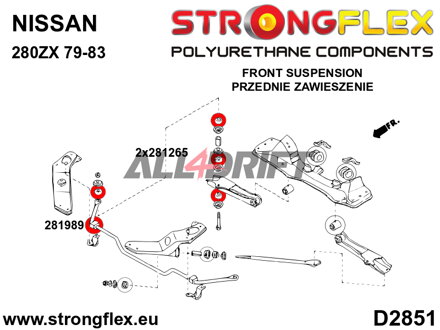281265B Front anti roll bar link bush - Nissan V (88-98) S13