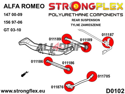 016076A Rear suspension bush kit SPORT - Alfa Romeo 147 (00-10) type 937