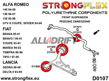 011809A Front lower arm - rear bush 47mm SPORT