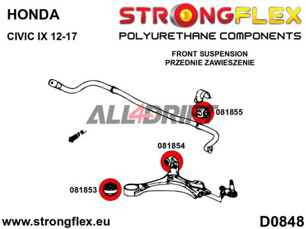 081853B Front lower arm front bush - Honda IX (12-17) FK / FG / FA / FD