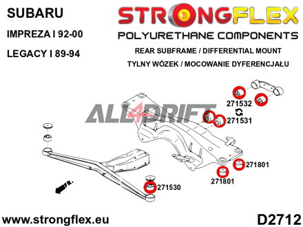 276252B Rear subframe bush kit - Subaru I (97-02) SF