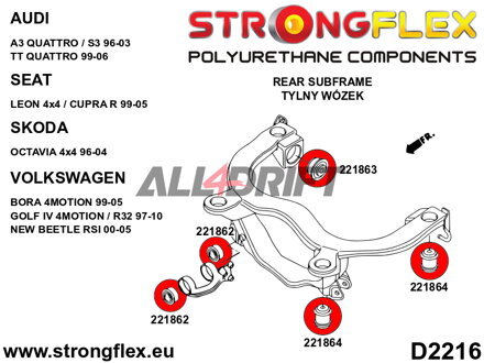 221864A Rear subframe bush SPORT Audi / Seat / Škoda / VW