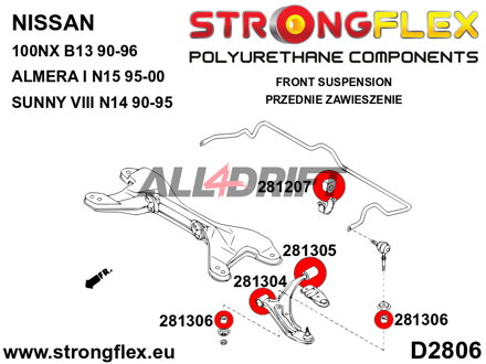 286099A Front suspension bush kit SPORT - Nissan 100NX (90-96) B13