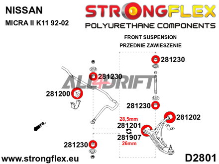 286057B Full suspension bush kit - Nissan II (92-02) K11