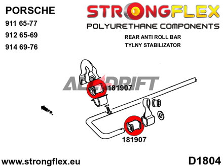 181907A Rear anti roll bar bush SPORT - Porsche 911 (74-89)