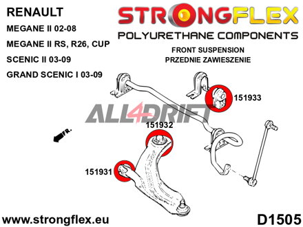 151932B Front lower arm rear bush - Renault II (03-09)