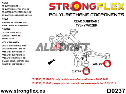 021785A Rear subframe front bush 70mm SPORT Audi / Seat / Škoda / VW