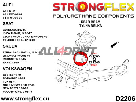 226244B Front suspension and rear trailing arm bush kit Audi / Seat / Škoda / VW