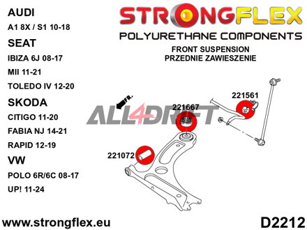 226244B Front suspension and rear trailing arm bush kit Audi / Seat / Škoda / VW