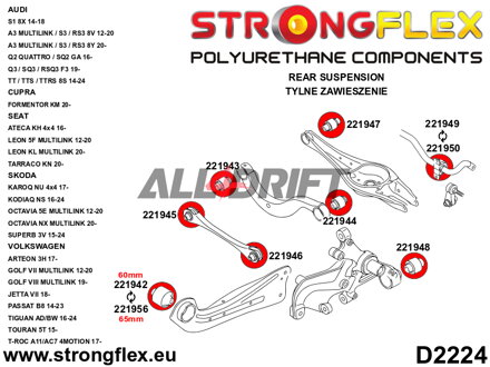 221944A Rear upper arm outer bush SPORT Audi / Seat / Škoda / VW / Cupra