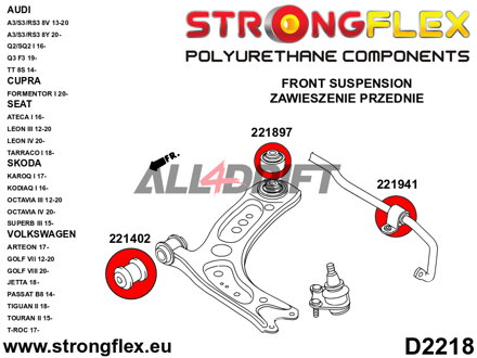 226246A Front suspension and rear trailing arm bush kit SPORT Audi / Seat / Škoda / VW / Cupra