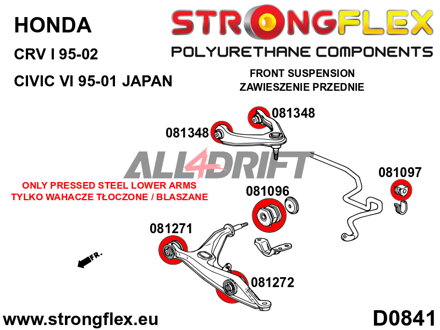 081348B Front upper arm bush - Honda VI (95-00) JAPAN EJ / EK / EM1