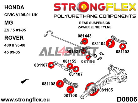 081196B Rear anti roll bar link bush - Acura III (93-01) DB6/7/8/9 / DC1/4