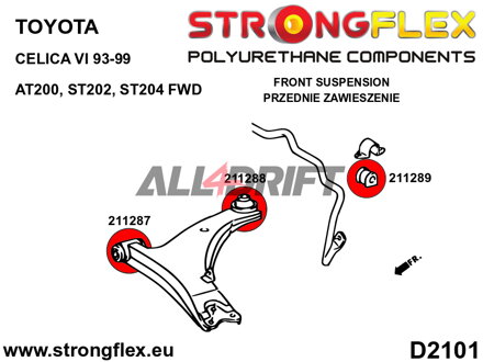 216120B Front suspension bush kit - Toyota AT200 ST202 ST204 FWD