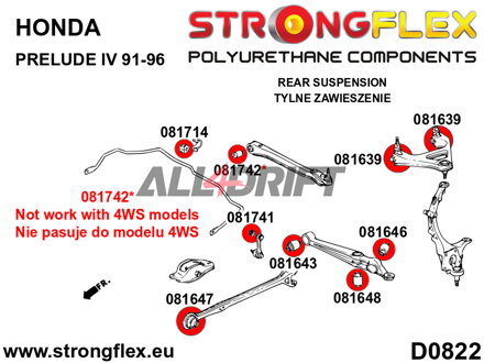 086204B Full suspension bush kit - Honda IV (92-96) BA / BB