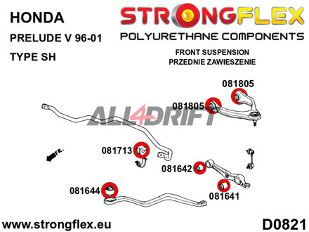 086224A Front suspension bush kit SPORT - Honda V (96-01) Type SH