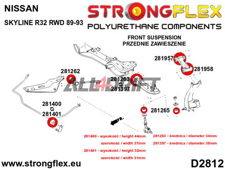 281957A Front upper arm upper bush SPORT - Nissan II (90-96) Z32