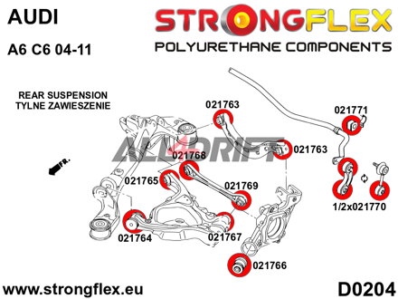 021765A Rear lower arm rear bush SPORT - Audi C6 (04-11) Quattro & Allroad