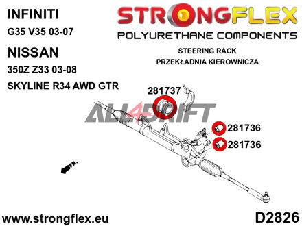286219A Steering rack mount bush kit SPORT Infiniti / Nissan