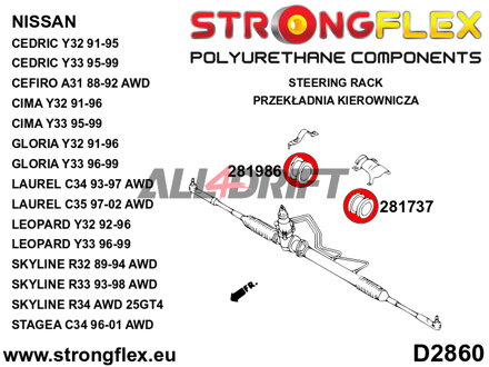281986A Steering rack bush SPORT