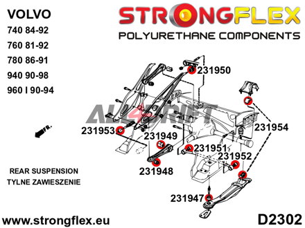 236202A Rear suspension bush kit SPORT - Volvo 740 (84-92)