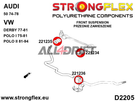 226060B Front suspension bush kit Audi / VW