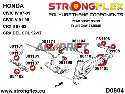 086130A Full suspension polyurethane bush kit SPORT Honda Civic / CRX
