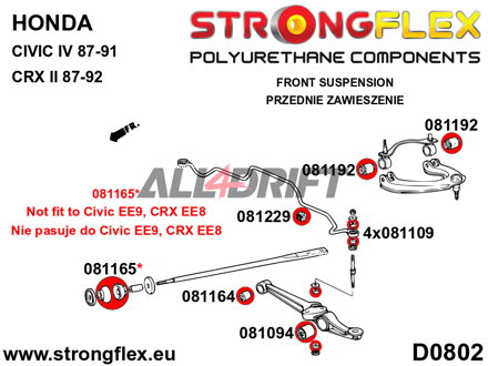 086056A Front suspension bush kit SPORT Honda Civic / CRX