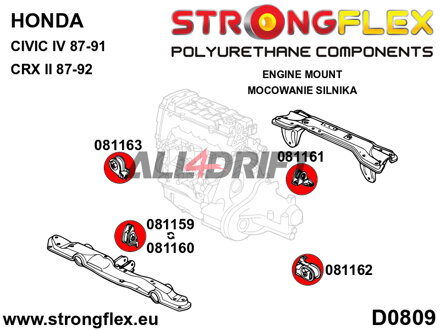 081161A Rear engine mount inserts SPORT Honda Civic / CRX / Concerto