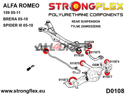 016260A Full suspension polyurethane bush kit SPORT - Alfa Romeo 159 (05-11) type 939