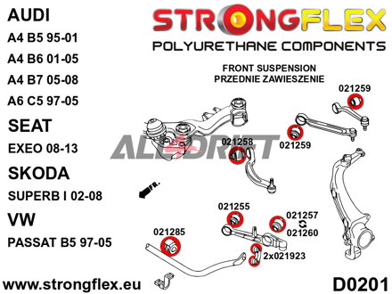 021258A Front lower arm rear bush SPORT Audi / Seat / Škoda / VW