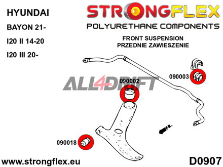 090002A Front lower arm – rear bush SPORT Hyundai / Kia