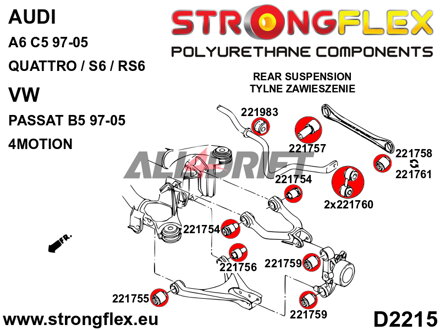 221757A Rear link rod inner bush SPORT Audi / VW