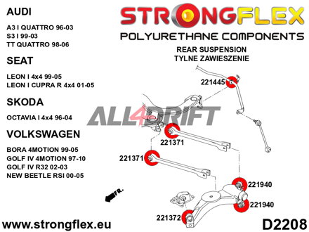 221445A Rear anti roll bar bush SPORT Audi / VW / Škoda