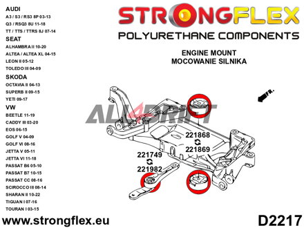 221869A Lower engine mount insert SPORT Audi / Seat / Škoda / VW