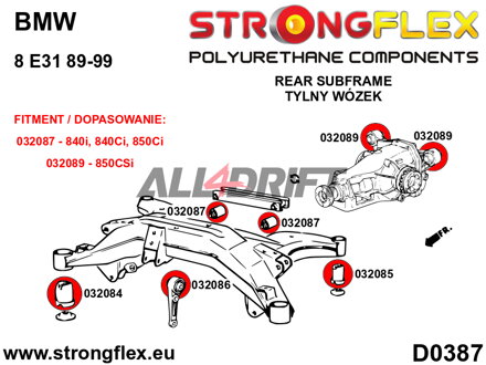 036084B Rear subframe bush kit BMW E31