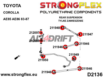216254A Full Suspension bush kit SPORT - Toyota RWD (83-87) AE85 / AE86