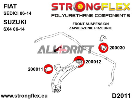 206171B Front suspension and rear torsion bar bush kit Fiat / Suzuki