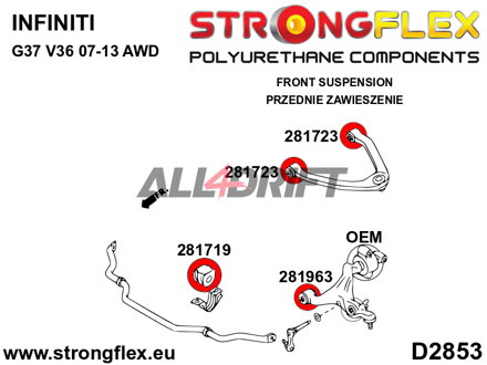 286201A Front suspension bush kit SPORT Infiniti / Nissan