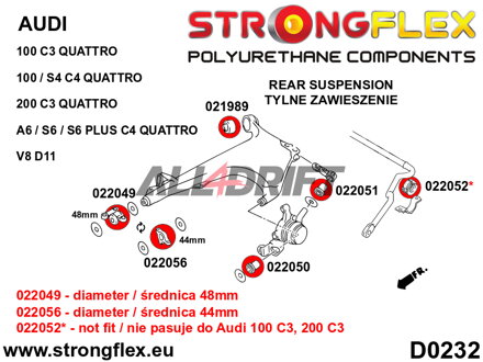 022049A Rear lower arm front bush 48mm SPORT Audi