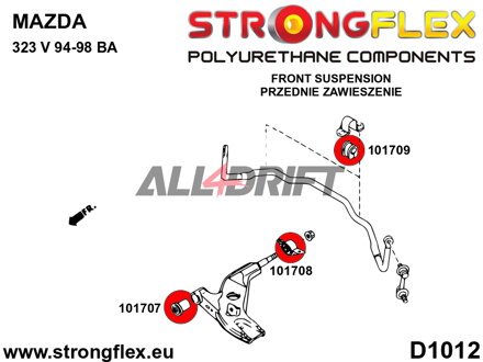 101707A Front lower arm front bush SPORT - Mazda 323F / Lantis / Astina (94-98) BA