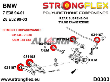 036112A Rear lower trailing arm bush kit SPORT BMW E38 / E39 / E6x