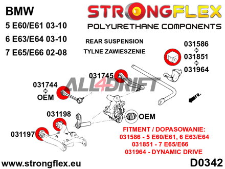 036112A Rear lower trailing arm bush kit SPORT BMW E38 / E39 / E6x