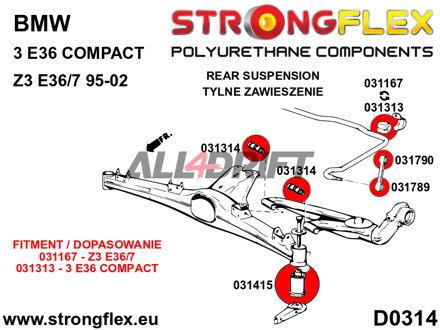 031167A Front / rear anti roll bar bush SPORT BMW