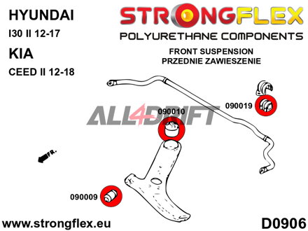 090010A Front lower arm – rear bush SPORT Hyundai i30 / Kia Cee'd