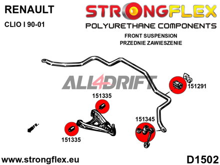 156078A Front suspension bush kit SPORT - Renault I (90-01)