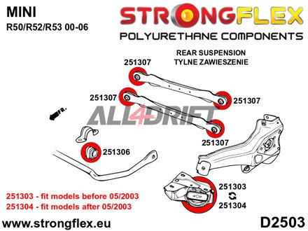 251304B Rear trailing arm bush 60mm - Mini Mini R50/R52/R53 (00-06)