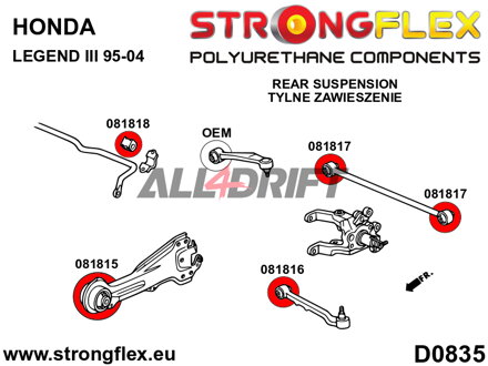 086227B Rear suspension bush kit - Honda III (95-04)