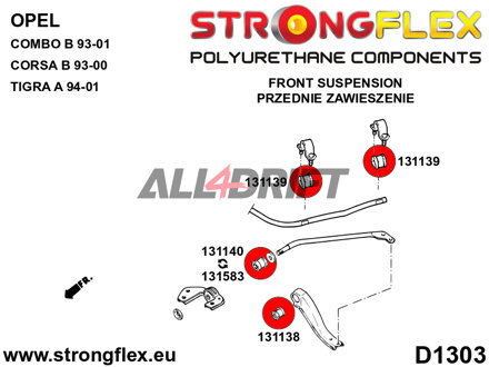 136052A Front suspension bush kit SPORT Opel Corsa / Tigra